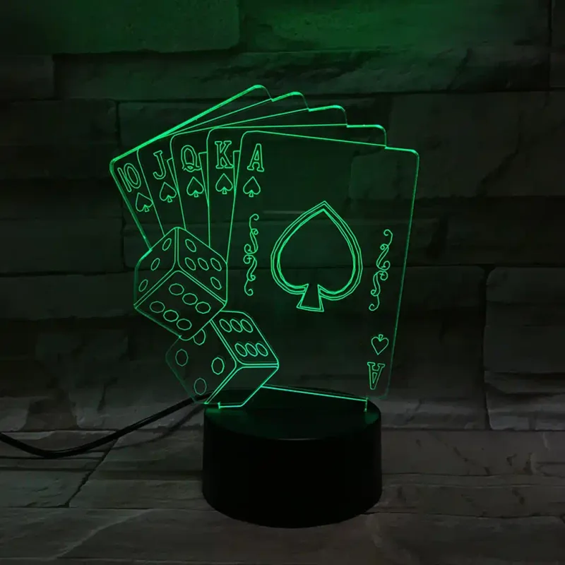 3Dmix 3DL-SMRT019 – 3D LED nočná lampa - Poker (Karty a kocky) (Smart)