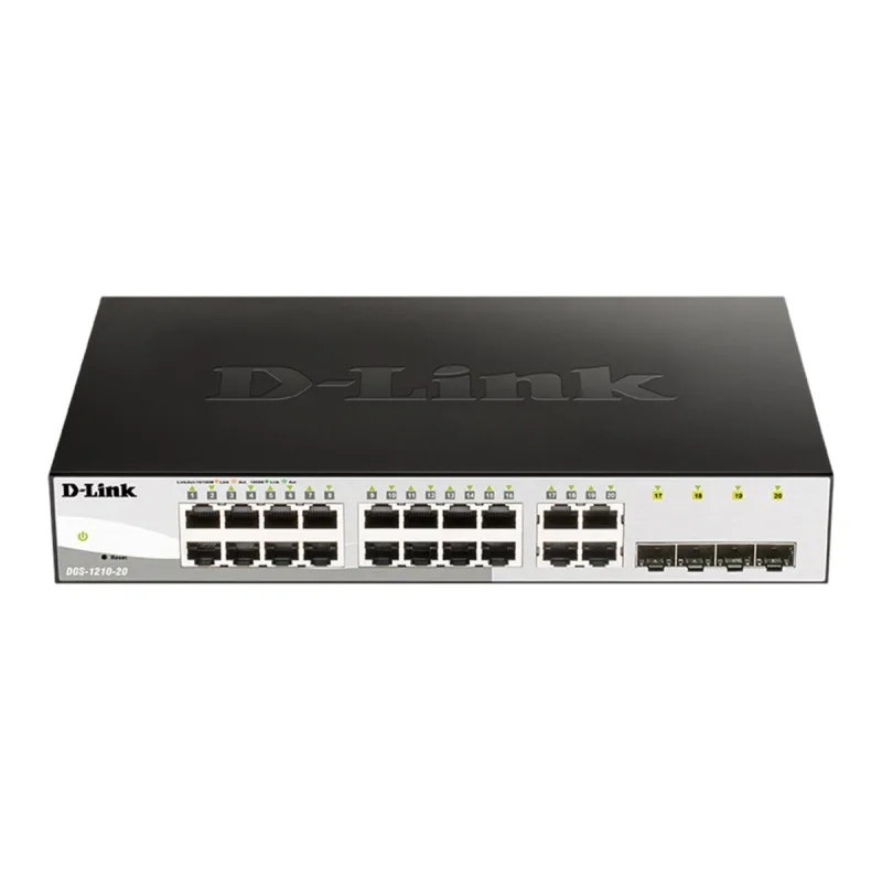 D-Link DGS-1210-20 L2/L3 Smart+ switch, 16x GbE, 4x RJ45/SFP, fanless DGS-1210-20/E