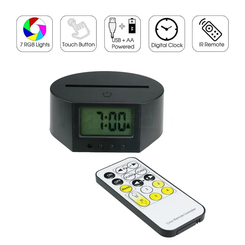 3D Visual ClockSmall - Základňa pre 3D LED nočnú lampu - Hodiny s budíkom