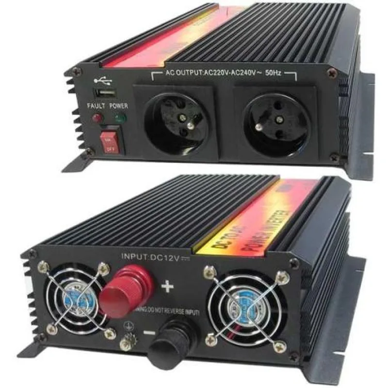 Měnič napětí Carspa CAR1.6KU-12, 12V/230V+USB 1600W modifikovaná sinus CAR1.6KU-12