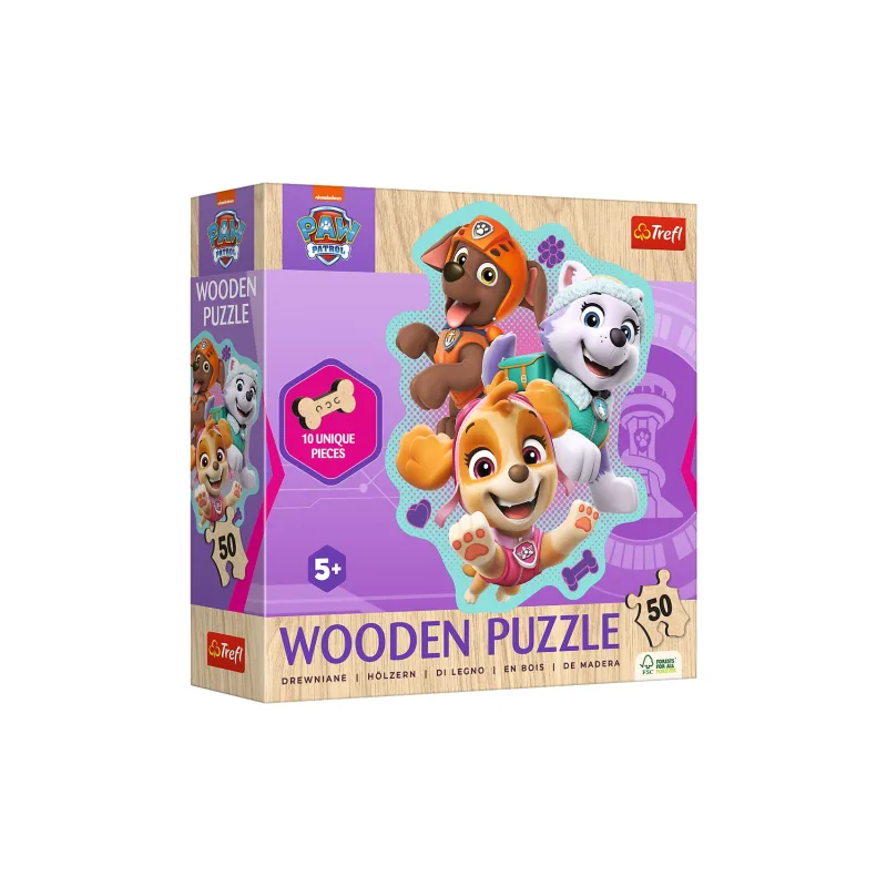 Trefl Puzzle drevené nepravidelné tvary Tlapková patrola / Paw Patrol 50 dielikov 20x26,1cm v krabici