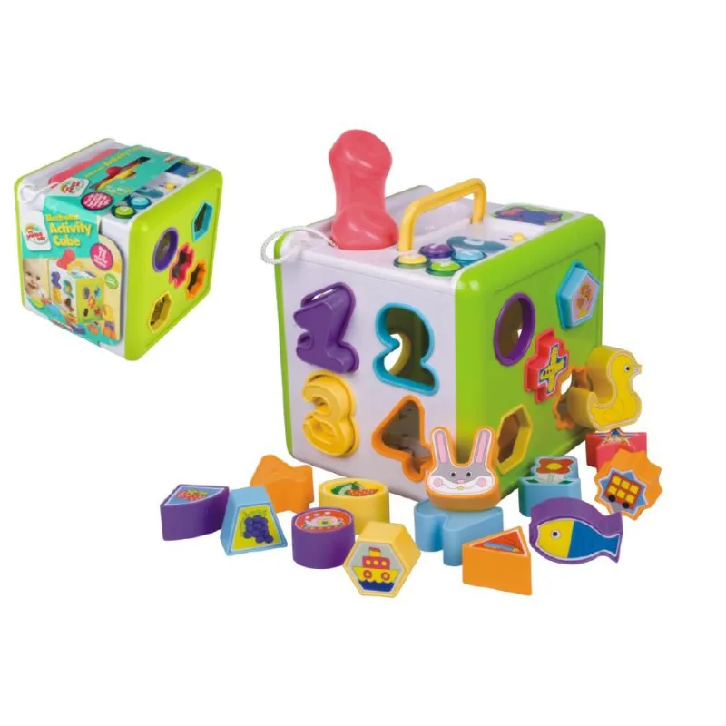 teddies Vkladačka telefón kocka pre najmenších 18ks plast 18x18x18cm na batérie so svetlom so zvukom od 12m+