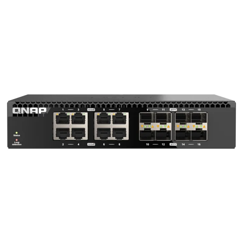 QNAP switch QSW-3216R-8S8T (8x 10G GbE porty + 8x 10G SFP+ porty, poloviční šířka) QSW-3216R-8S8T