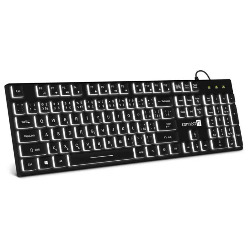 CONNECT IT Chocolate WhiteStar kancelářská podsvícená klávesnice (CZ + SK verze) BLACK (CKB-5051-CS)