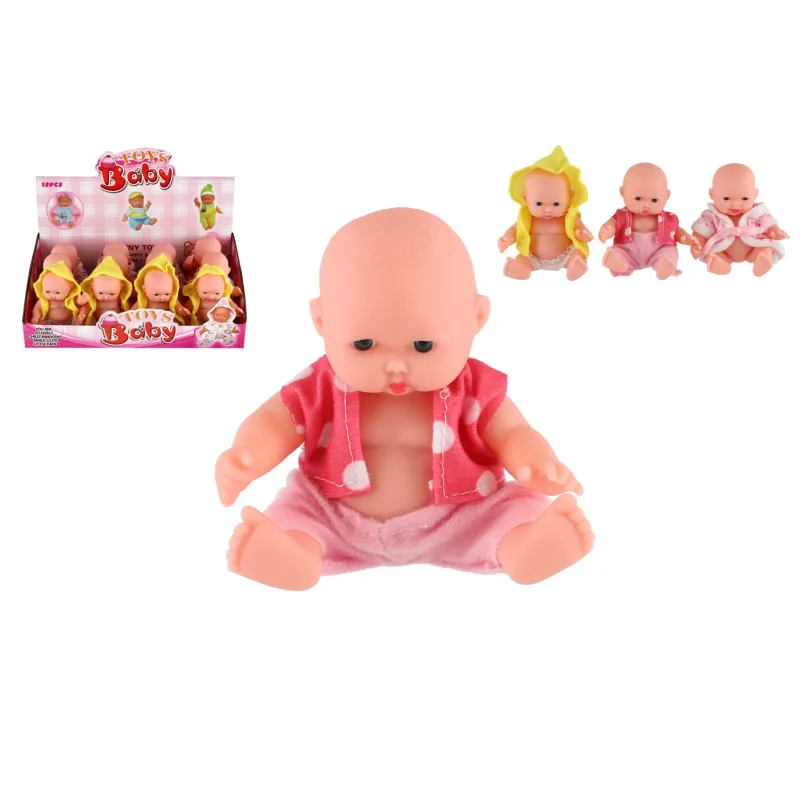 Teddies Bábätko bábika pevné telo plast 12cm 3druhy