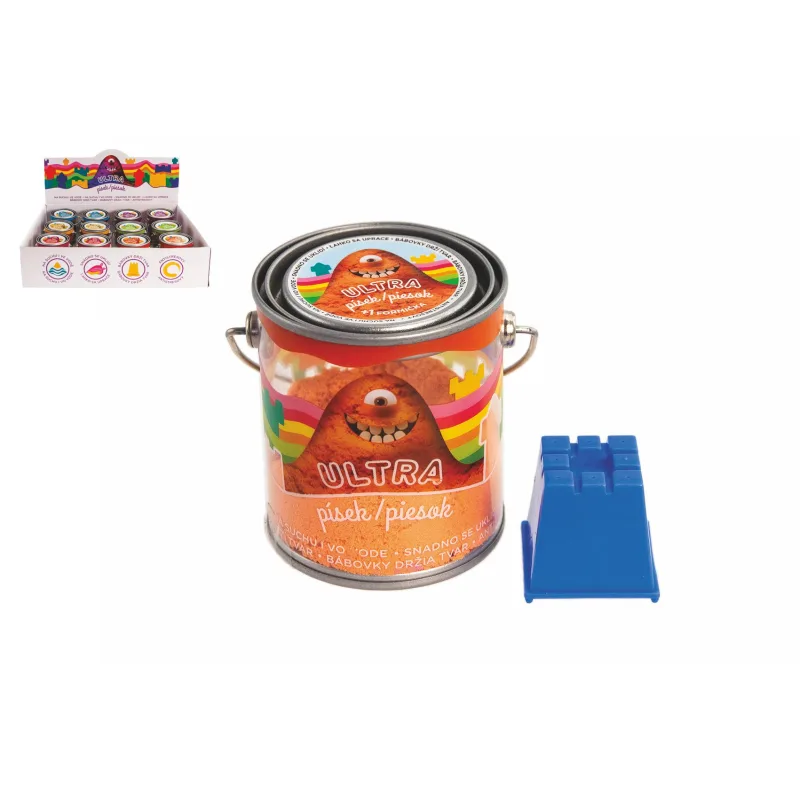 Kúzelný Ultra piesok s formičkou mix druhov v plechovke 6,5x7,5cm 12ks v boxe