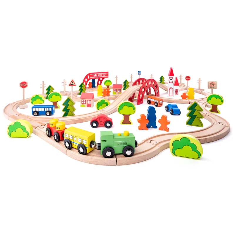 Woody 93062 Vláčkodráha s mostom a zastávkou