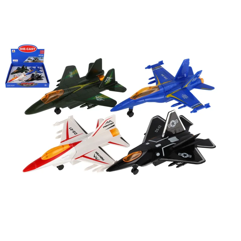 Teddies Lietadlo/stíhačka kov/plast 16cm na spätné natiahnutie 4 farby