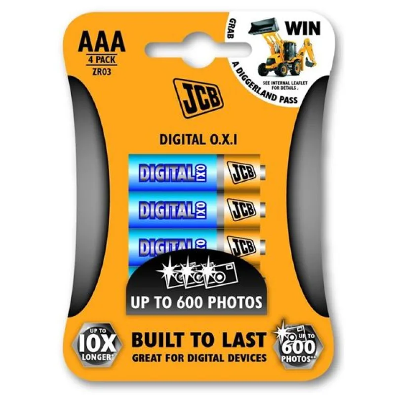 JCB OXI DIGITAL alkalická batéria LR03/AAA, blister 4 ks JCB-LR03OXI-4B