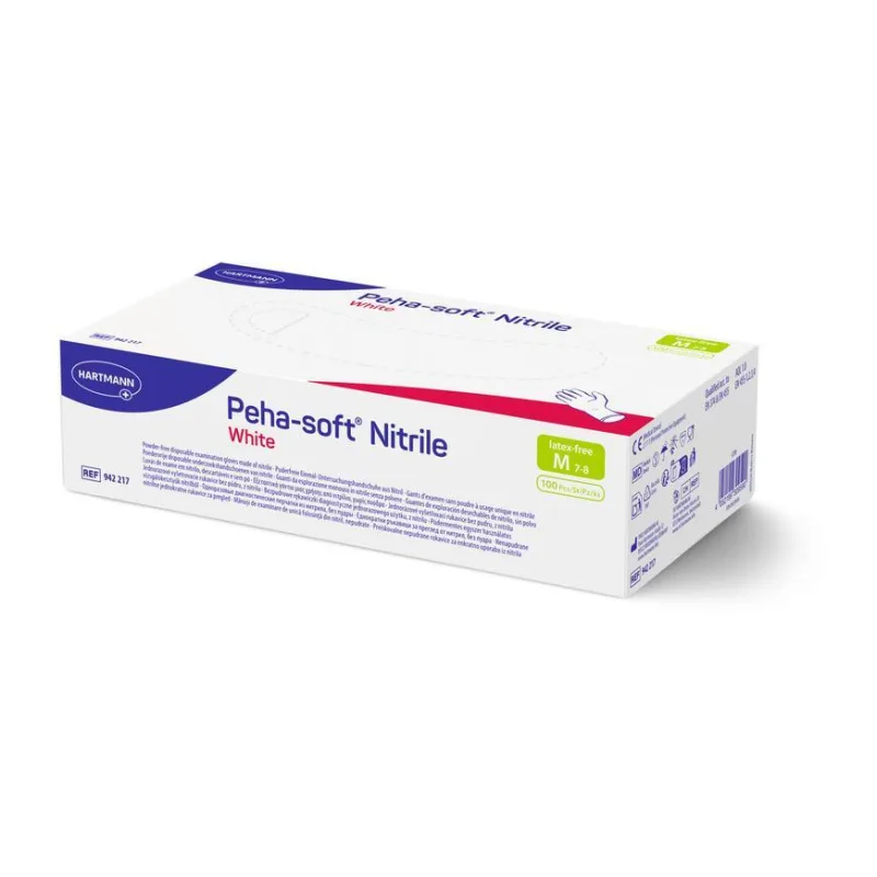 Rukavice Peha-soft nitrile, biele, M, bal. 100ks