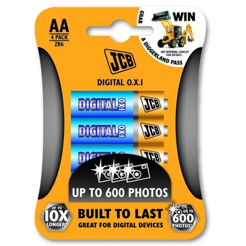JCB OXI DIGITAL alkalická batéria LR06/AA, blister 4 ks JCB-LR06OXI-4B