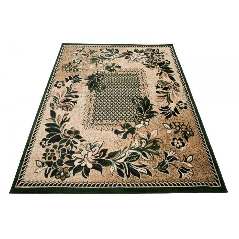 Chemex Moderný koberec Atlas - kvety a mriežka 1 - zelený Rozmer koberca: 80x150 cm