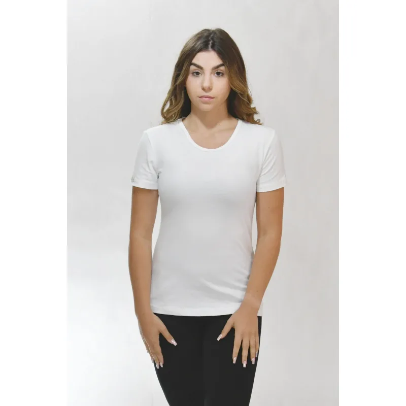 Bavlnené dámske tričko elastické bez potlače - biela