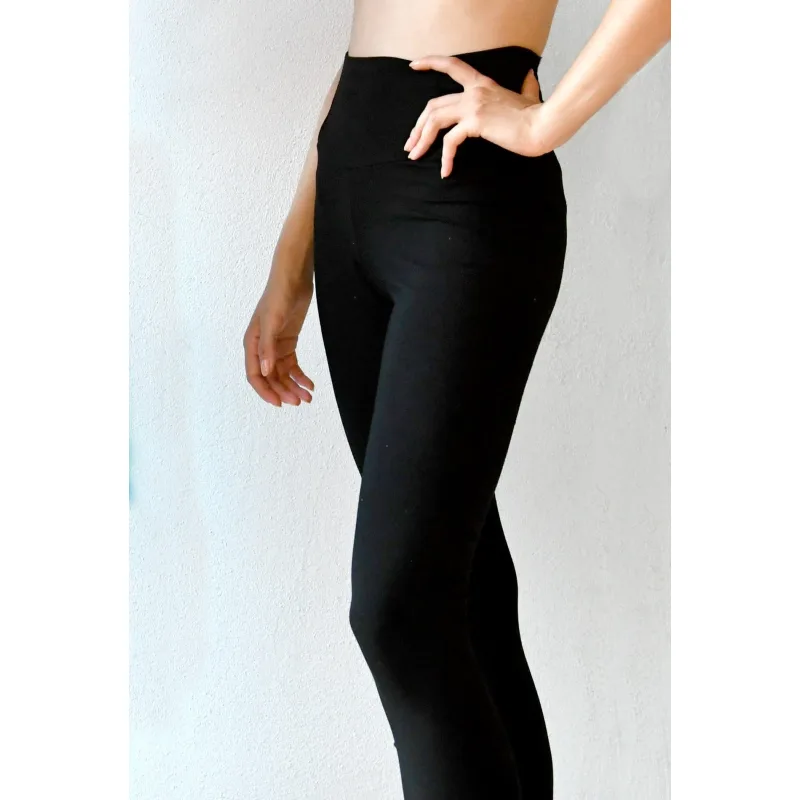 Bavlnené legíny s vysokým pásom dámske - čierne, S