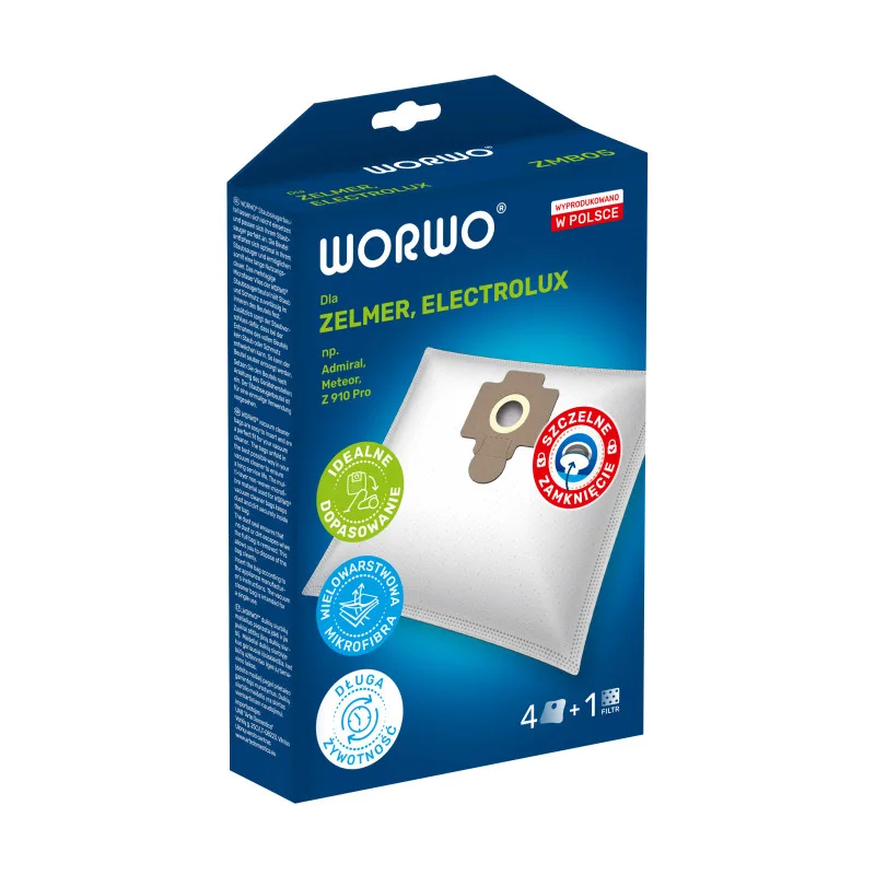 Worwo ZMB05 - vrecká pre vysávače Electrolux, Zelmer - 4ks + filter