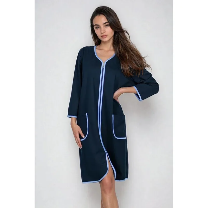 Bavlnený župan Denisa tmavomodrý 5XL