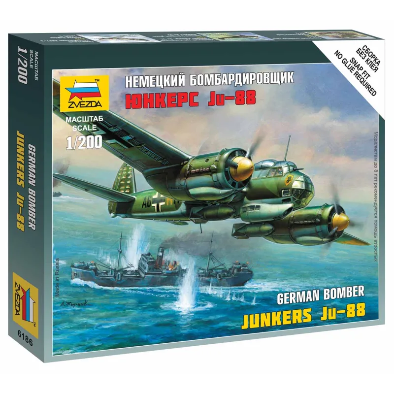 Zvezda Wargames (WWII) lietadlo 6186 - Junkers Ju-88A4 (1:200)