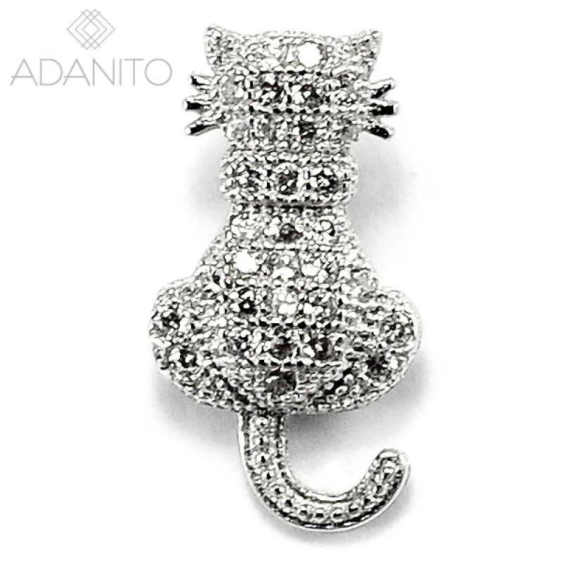 Strieborný prívesok mačka so zirkónmi ADANITO EFP0001337