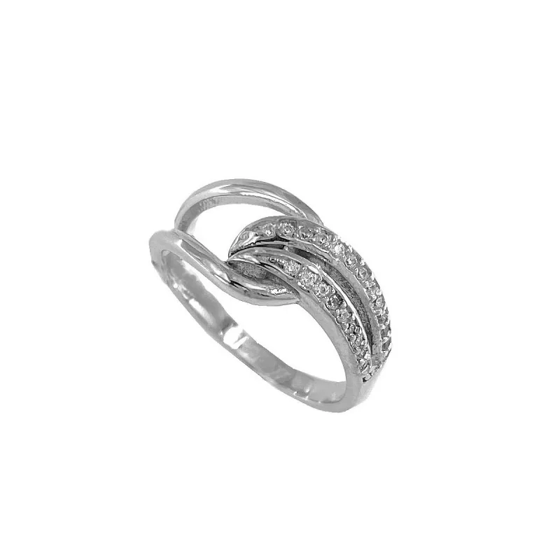 Strieborný prsteň slučka so zirkónmi veľkosť prsteňa 64