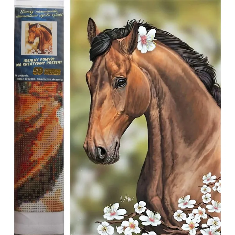 Norimpex Diamantové maľovanie Kôň s kvetinami 40x30cm