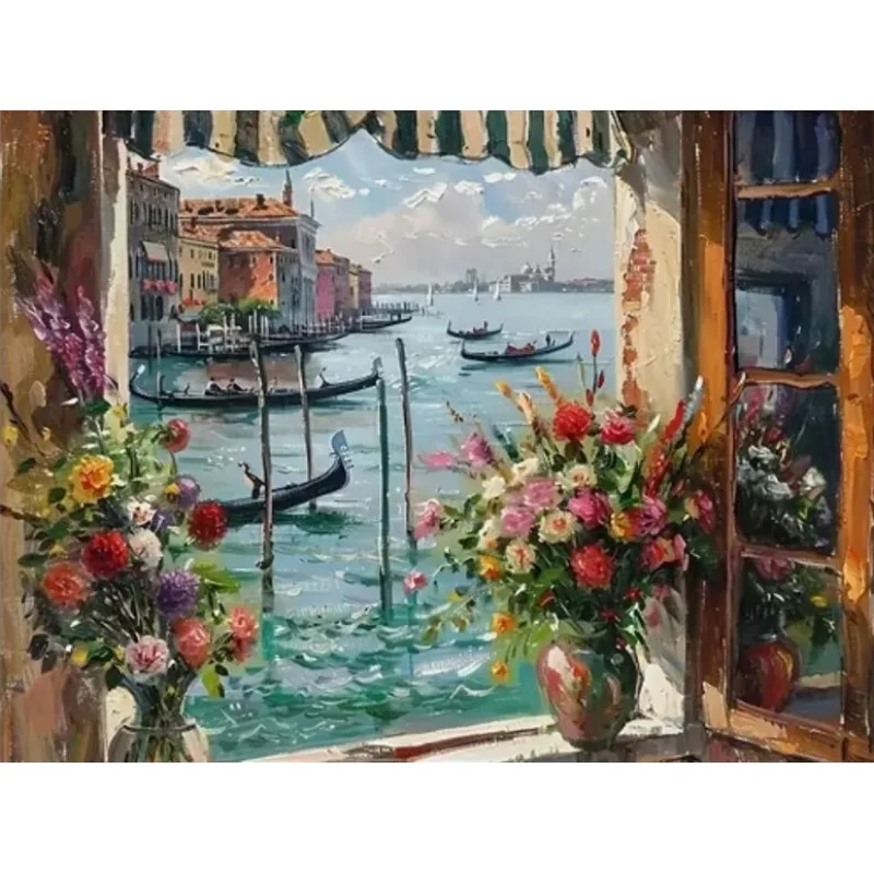 Diamantové maľovanie Norimpex 40x30 cm Pohľad z benátskeho okna