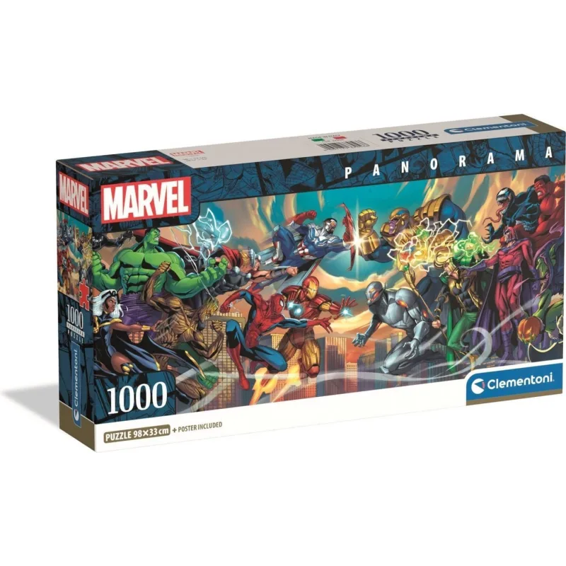 Panoramatické puzzle Clementoni 1000 dielikov Marvel Hrdinovia proti zloduchom