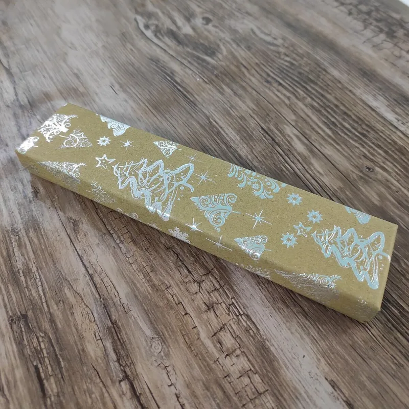 Vianočná papierová krabička hnedo strieborná