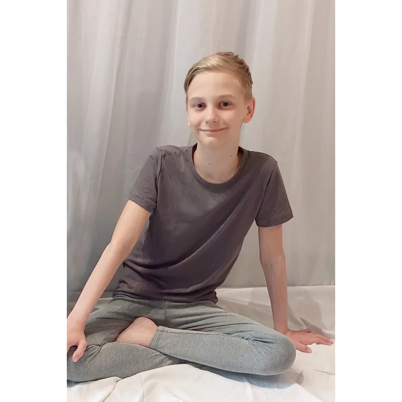 Detské tričko 100%bavlna jednofarebné - antracit tmavá, 110 -116