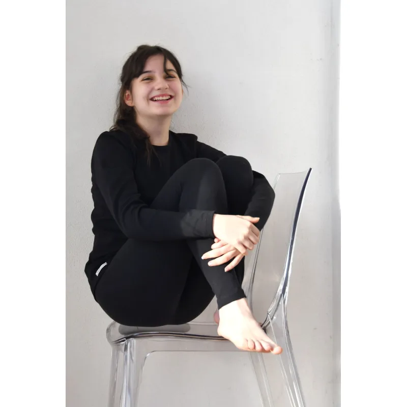 Detský termo nátelník - tričko s dlhým rukávom veľ. 158 až 176 - čierne, 170 -176