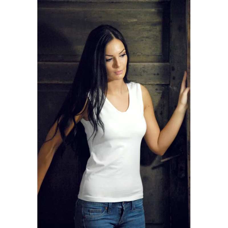 Bambusový top elastický dámsky bez rukávov - prírodná, M