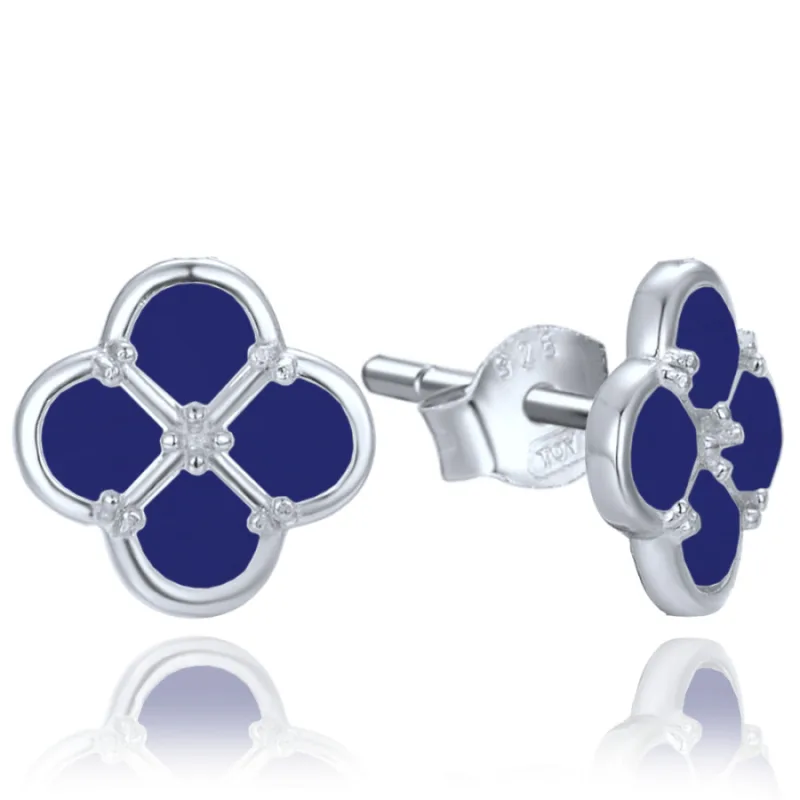 Strieborné náušnice štvorlístok s lapisom MINET JMAS7058BE01