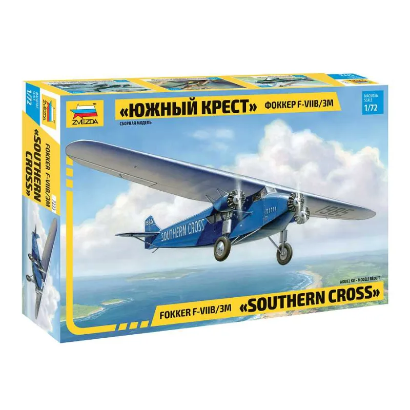 Zvezda Model kit lietadlo 7233 - Fokker F-VII Trimotor (1:72)