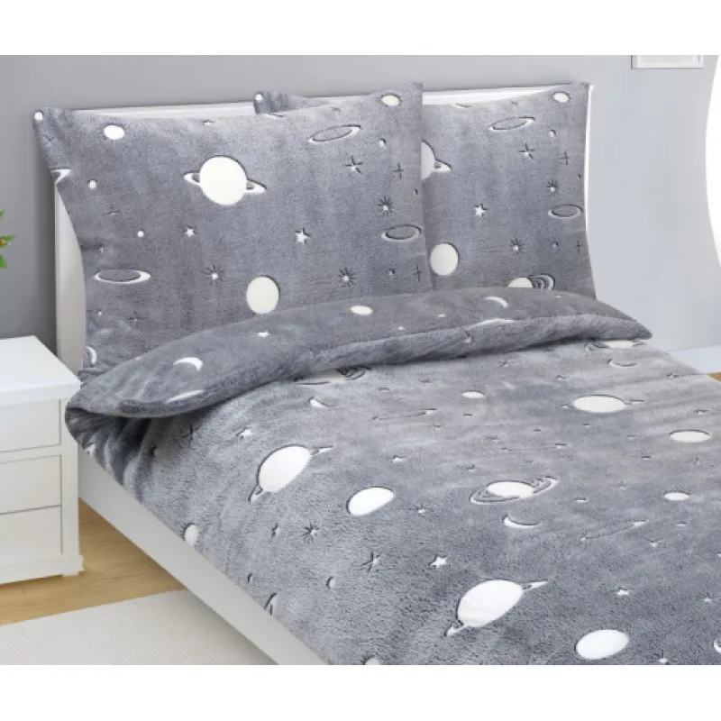 Bellatex Povlečení MIKROFLANEL, Šedý vesmír - 140x200, 70x90cm