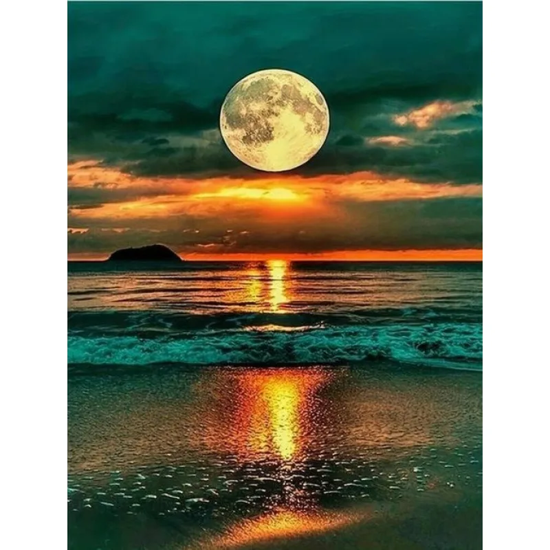 Diamantové maľovanie Norimpex 40x30 cm Mesiac nad oceánom