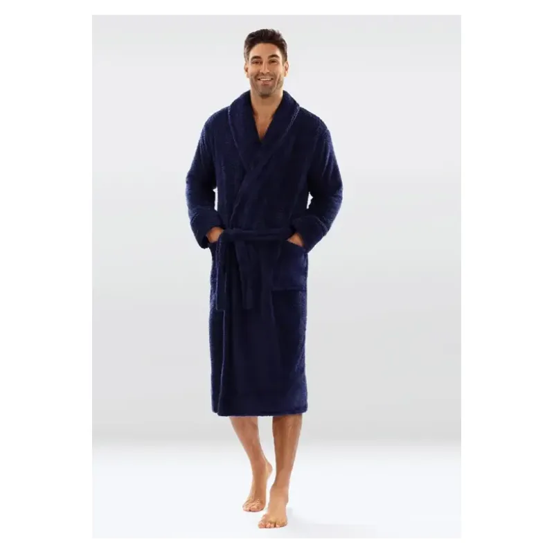 Pánsky huňatý župan 130 temno modrý M