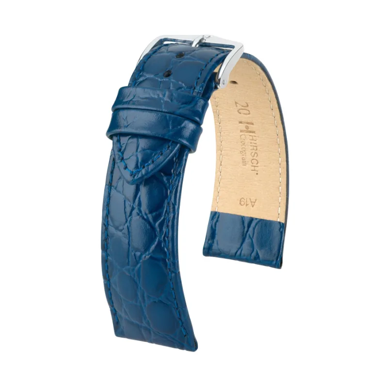 Crocograin M - Kožený remienok na hodinky 18 mm modrý HIRSCH 12302880-2-18