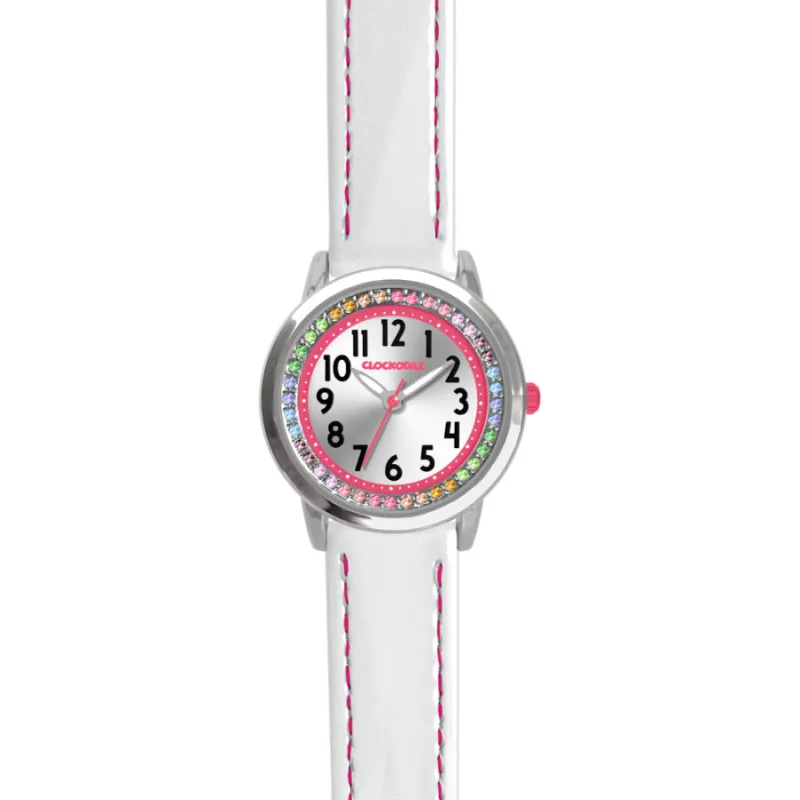 Biele dievčenské hodinky s kameňmi CLOCKODILE CWG5232