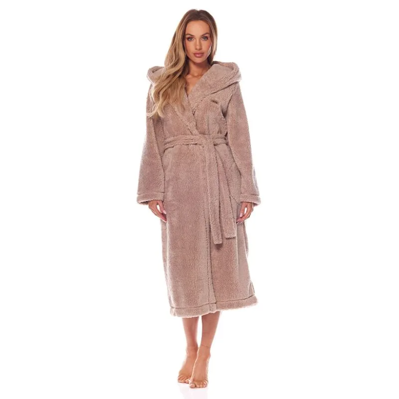 Dámsky župan Brandi béžový s výšivkou love M