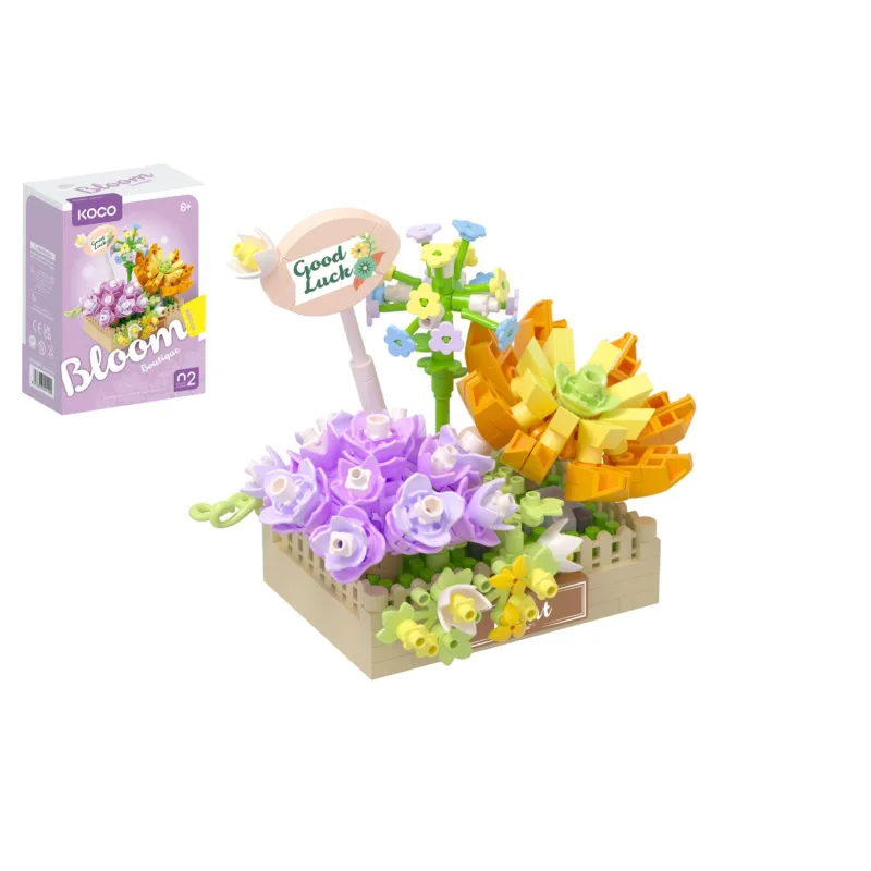 KOCO Stavebnice mini KOCO Květinové aranžmá sukulentů plast 295 dílků v krabičce 11x15x6cm