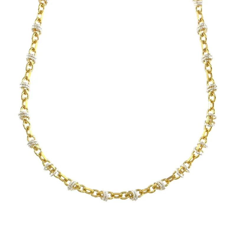 Strieborná pozlátená retiazka zdobená krúžkami dĺžka retiazky 42cm