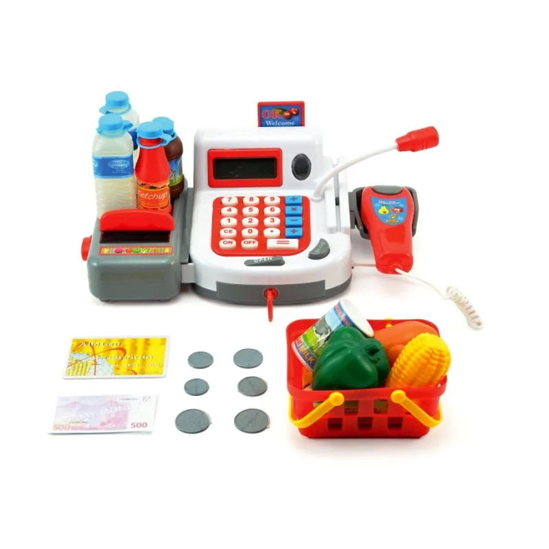 Teddies Dětská digitální pokladna s doplňky na baterie se zvukem a světlem