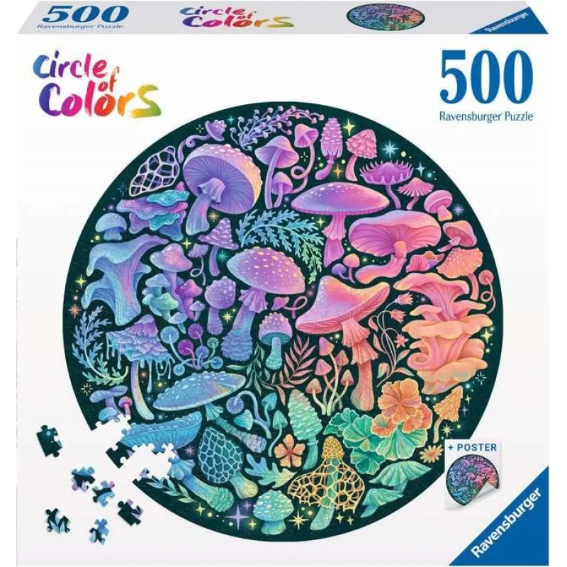 Ravensburger Okrúhle puzzle Kruh farieb: Huby 500 dielikov
