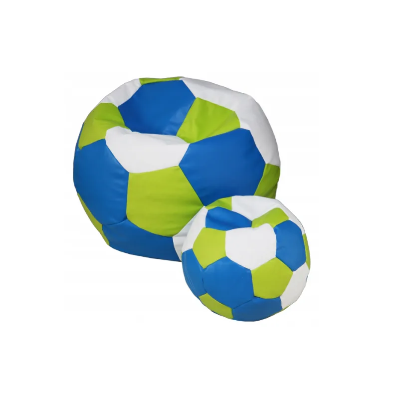 FITMANIA Tříbarevný sedací vak Fotbalový MÍČ XXL + podnožník Vzor: 33 MODRO ZELENO BÍLÁ