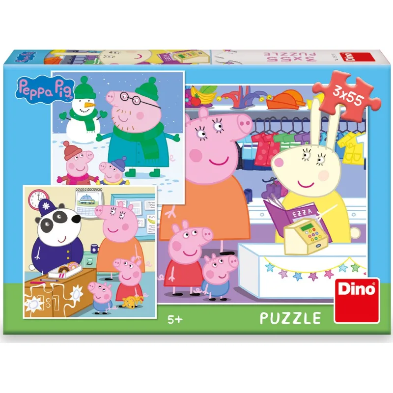 Dino Puzzle Prasiatko Peppa 3x55 dielikov