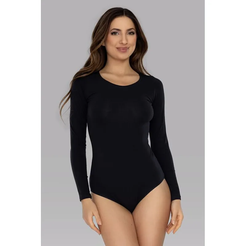 Bavlnené body s dlhými rukávmi Julia čierne 3XL