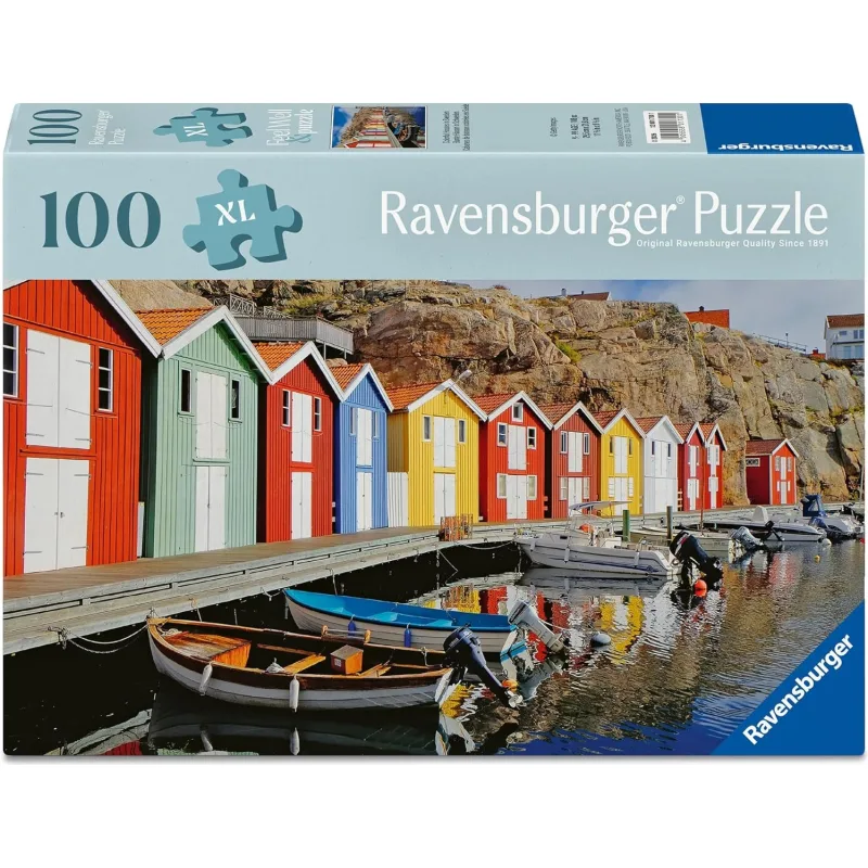 Puzzle Ravensburger 100 dielikov XL Farebné domčeky vo Švédsku