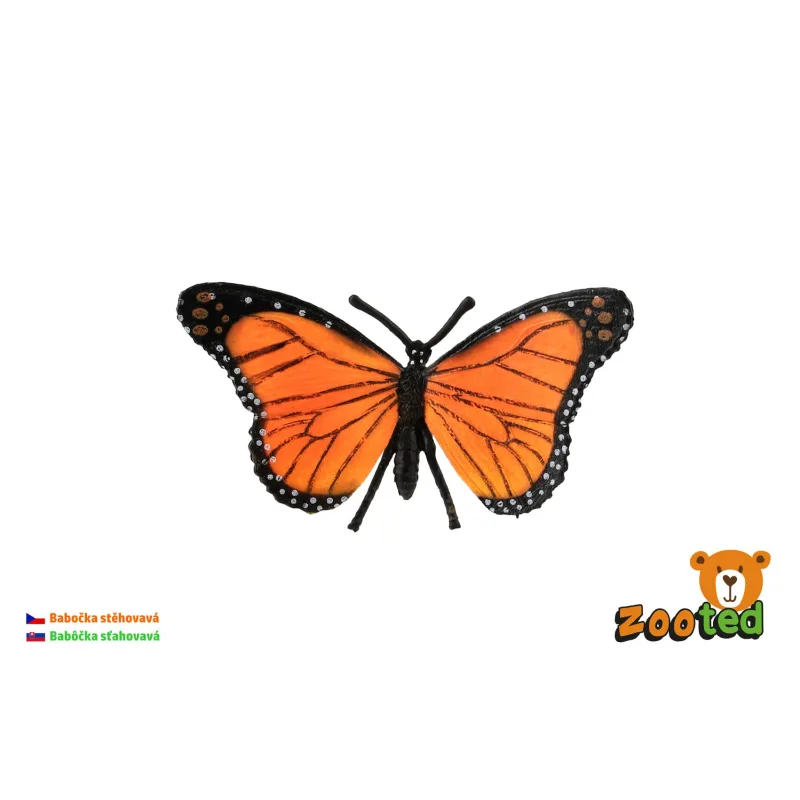 ZOOted Motýľ Monarch sťahovavý (babočka) zooted plast 11cm v sáčku