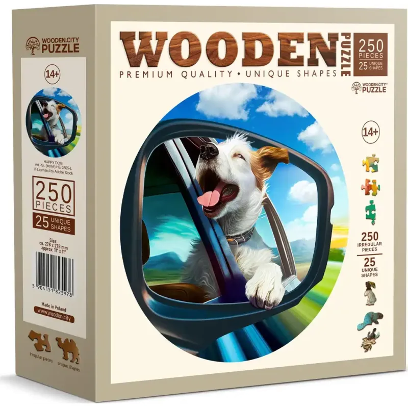 Drevené puzzle Wooden City 250 dielikov Veselý pes