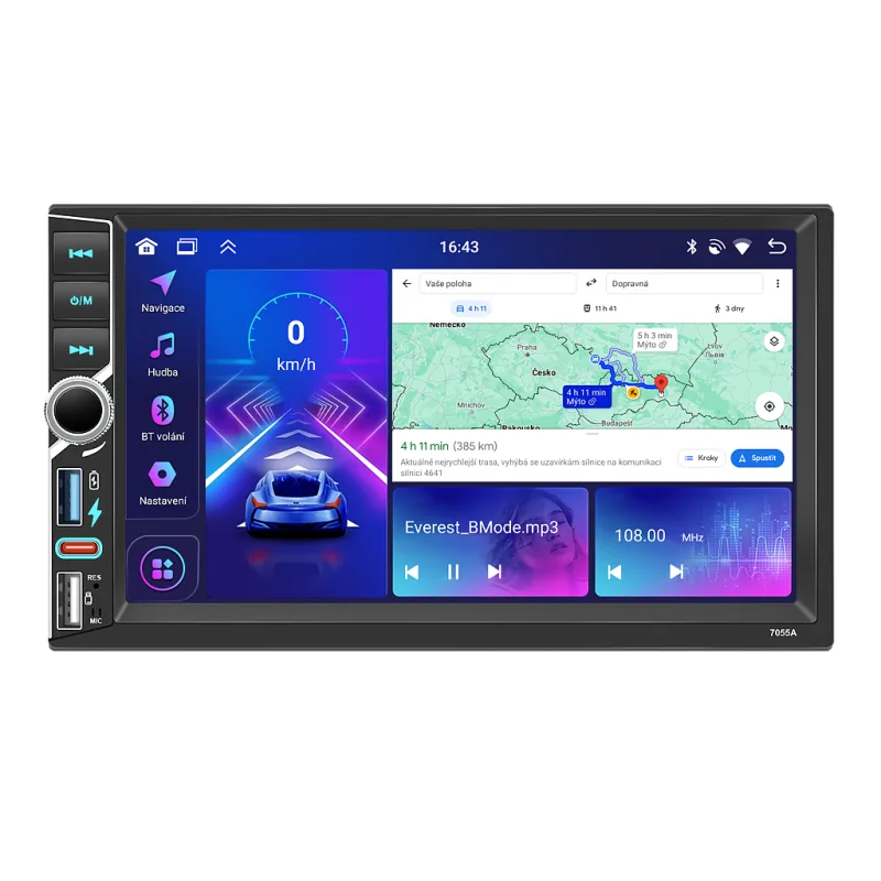 Bmode 2DIN autorádio PU02 Android s GPS Varianta: RAM 6GB, ROM 128GB 3745/RAM2
