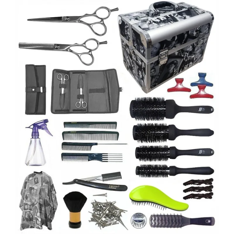 SALON Komplet STAR kufr Kansai Kadernícky set pre učňov - hliníkový kufrík s vybavením pre pravákov